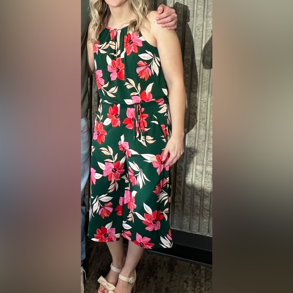 Floral green romper.